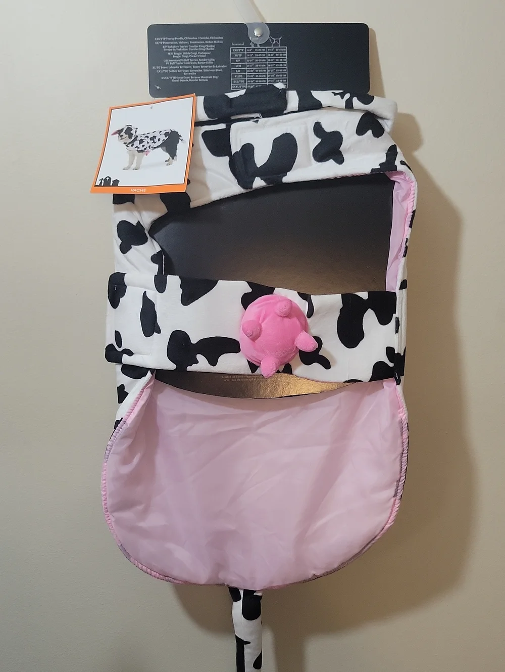 Skull and Bones-Dog Cow Costume - White & Black with Pink Accents.  XL. NWT